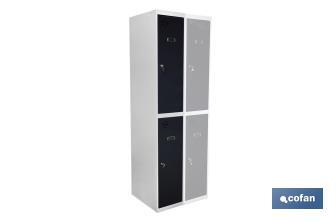 Initial 2-door locker | Steel | Colour: grey | Size: 180 x 30 x 50cm - Cofan