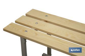 Banco de vestiário Cofan | Estrutura de aço | Assento de madeira | Medidas: 47,5 x 100 x 32 cm - Cofan