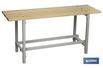 Changing room bench | Steel frame | Wooden seat | Size: 47.5 x 100 x 32cm - Cofan