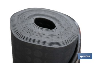 Rollo de suelo de caucho | Diseño de círculos | Antideslizante | 10 m de largo, 3 mm de grosor | Disponible en diferentes anchos - Cofan