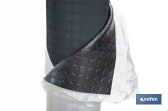 Rollo de suelo de caucho | Diseño de círculos | Antideslizante | 10 m de largo, 3 mm de grosor | Disponible en diferentes anchos - Cofan