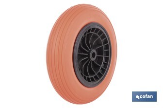 Roue de brouette de chantier avec roulement | Fabriquée avec jante en ABS increvable | Pour des poids de jusqu'à 120 kg - Cofan