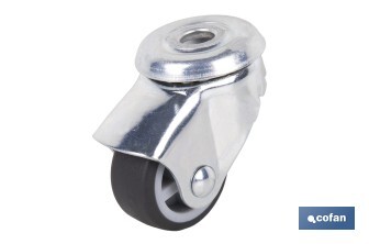 Roulette en caoutchouc gris pour vis traversant | Diamètres de 30 à 75 mm | Pour des poids de 25 kg jusqu'à 45 kg - Cofan