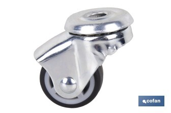 Roulette en caoutchouc gris pour vis traversant | Diamètres de 30 à 75 mm | Pour des poids de 25 kg jusqu'à 45 kg - Cofan