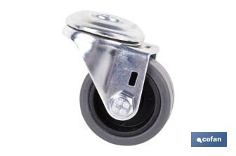 Roulette en caoutchouc gris pour vis traversant | Diamètres de 30 à 75 mm | Pour des poids de 25 kg jusqu'à 45 kg - Cofan