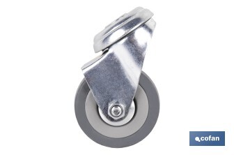 Roulette en caoutchouc gris pour vis traversant | Diamètres de 30 à 75 mm | Pour des poids de 25 kg jusqu'à 45 kg - Cofan