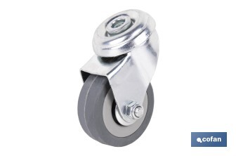 Roulette en caoutchouc gris pour vis traversant | Diamètres de 30 à 75 mm | Pour des poids de 25 kg jusqu'à 45 kg - Cofan