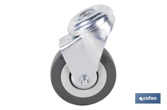 Roulette en caoutchouc gris pour vis traversant | Diamètres de 30 à 75 mm | Pour des poids de 25 kg jusqu'à 45 kg - Cofan