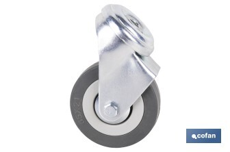 Roulette en caoutchouc gris pour vis traversant | Diamètres de 30 à 75 mm | Pour des poids de 25 kg jusqu'à 45 kg - Cofan