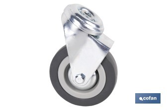 Roulette en caoutchouc gris pour vis traversant | Diamètres de 30 à 75 mm | Pour des poids de 25 kg jusqu'à 45 kg - Cofan