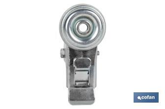 Rueda de goma gris con freno de metal para tornillo pasante | Diámetros desde 50 mm hasta 75 mm | Para pesos desde 36 kg hasta 45 kg - Cofan