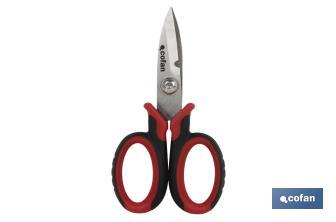 Tijeras de electricista profesional | Con longitud 150 mm  | Con hueco especial para pelar y cortar cable - Cofan