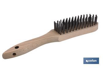 Brosse métallique pour soudures | Plusieurs lignes | Acier avec manche en bois - Cofan