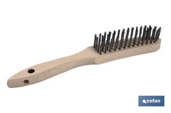 Brosse métallique pour soudures | Plusieurs lignes | Acier avec manche en bois - Cofan