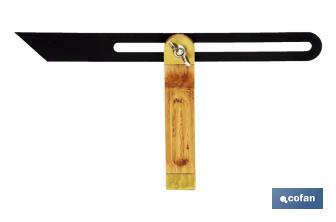 Escuadra biselada regulable | Medidas: 250 mm | Mango de madera | Hoja de acero inoxidable - Cofan