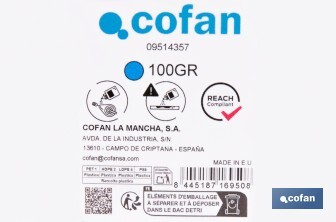 Flacon de poudre bleue de traçage | Pour cordeau | Capacité : 100, 250, 500 ou 1000 - Cofan