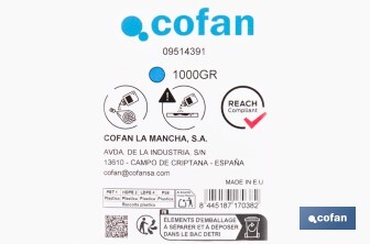 Flacon de poudre bleue de traçage | Pour cordeau | Capacité : 100, 250, 500 ou 1000 - Cofan