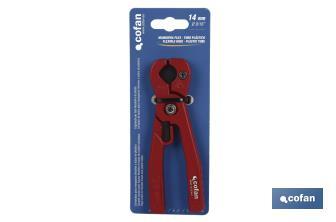 Hose cutter | Size: 14mm (9/16") | Suitable for PVC tubes, hoses and pipes - Cofan