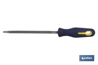 Lime triangulaire étroite | Modèle Extra-doux | Deux dimensions disponibles | Manche interchangeable et ergonomique - Cofan