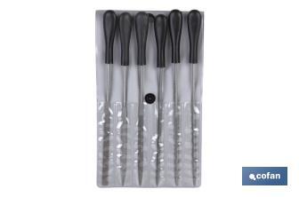 Juego de 6 unidades limas de aguja en bolsa |  Medidas en 140 mm  |  Pack de 6 y 12 Unidades - Cofan