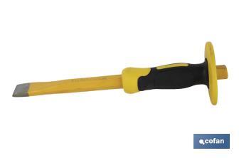 Flat chisel with hex shank | With protective handle | Available in various sizes | Steel - Cofan