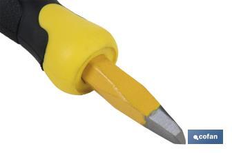 Point head chisel with hex shank | With protective handle | Available in various sizes | Steel - Cofan