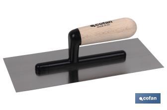 Plastering trowel for micro-concrete | Stainless steel | Size: 280 x 120 x 0.4mm | Wooden handle - Cofan