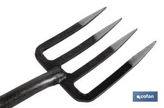 Horca para cavar de acero endurecido | 4 dientes | Ideal para jardinería y agricultura | Medidas: 23 x 105 cm - Cofan