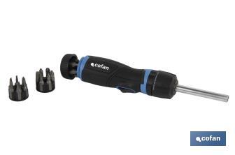 Set destornillador carraca en "T" | Contenido de 19 pcs | Modelo converter de 5:1 velocidad - Cofan