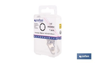 Adaptador de portavasos 1/2" para vasos de 1/4" | Longitud: 72 mm | Fabricado en acero cromo vanadio - Cofan