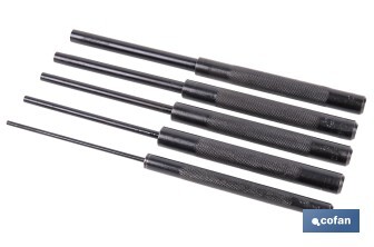 Set de 5 botadores cilíndricos | Diámetros: 3 - 10 mm | Fabricados en acero cromo vanadio templado | Uso Profesional e Industrial - Cofan