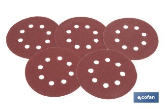Discos de lija para lijadora Orbital | Pack de 5 hojas de lija redondas | Material: óxido de aluminio | Disponibles en diferentes granos - Cofan