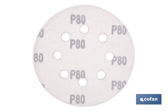 Discos de lija para lijadora Orbital | Pack de 5 hojas de lija redondas | Material: óxido de aluminio | Disponibles en diferentes granos - Cofan