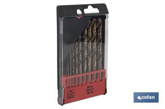 Estuche de 10 brocas HSS-Co | Adecuadas para acero inoxidable y metal duro | Varios diámetros - Cofan