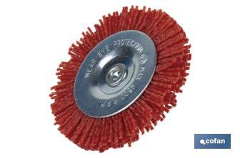 Escova circular com fios de nylon abrasivos | Disponível em diferentes tamanhos | Adequada para polir, esmerilhar, remover ferrugem, etc. - Cofan
