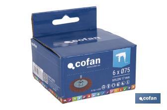 Escova circular com fios de nylon abrasivos | Disponível em diferentes tamanhos | Adequada para polir, esmerilhar, remover ferrugem, etc. - Cofan