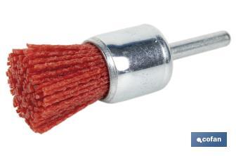 Nylon end brush | With nylon filaments | Ø6mm x 25mm | Suitable for polishing, grinding, removing rust, etc. - Cofan