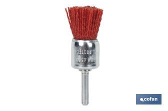 Nylon end brush | With nylon filaments | Ø6mm x 25mm | Suitable for polishing, grinding, removing rust, etc. - Cofan
