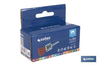 Nylon end brush | With nylon filaments | Ø6mm x 25mm | Suitable for polishing, grinding, removing rust, etc. - Cofan