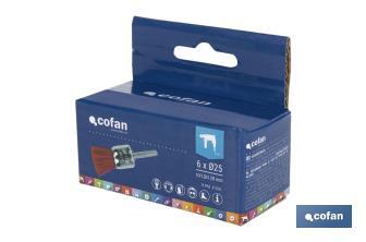 Nylon end brush | With nylon filaments | Ø6mm x 25mm | Suitable for polishing, grinding, removing rust, etc. - Cofan