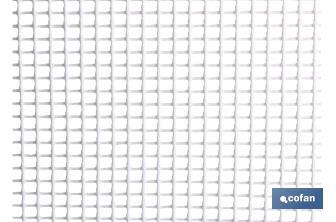 PVC square mesh | Mesh aperture of 5mm | Available in white | Size: 1 x 25mm - Cofan