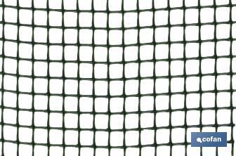 PVC square mesh | Mesh aperture of 10mm | Available in green | Size: 1 x 25mm - Cofan