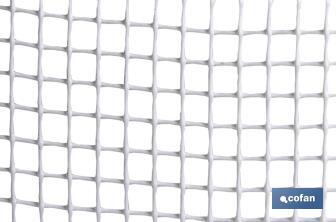 PVC square mesh | Mesh aperture of 10mm | Available in white | Size: 1 x 25mm - Cofan