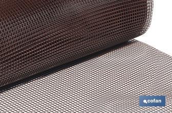 PVC square mesh | Mesh aperture of 10mm | Available in brown | Size: 1 x 25mm - Cofan