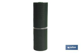 Malla de PVC | Hueco cuadrado de 20 mm | Color verde | Medida 1 x 25 m - Cofan