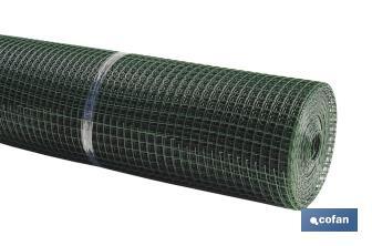 Malla de PVC | Hueco cuadrado de 20 mm | Color verde | Medida 1 x 25 m - Cofan