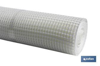 PVC square mesh | Mesh aperture of 20mm | Available in white | Size: 1 x 25mm - Cofan