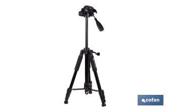 Trípode telescópico universal | 3 patas extensibles | Altura ajustable desde 49 cm hasta 149 cm | Material: ABS + aluminio | Bolsa de transporte incluida - Cofan