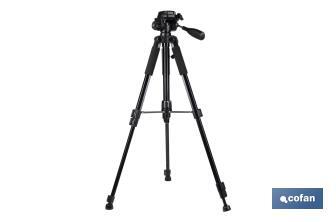 Universal telescopic tripod | 3 extensible legs | Adjustable height from 49cm to 149cm | Material: ABS + aluminium | Carrying bag included - Cofan