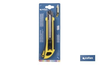 Cutter avec lames interchangeables | Il comprend de lames de rechange | Dimension de la lame de 18 mm - Cofan